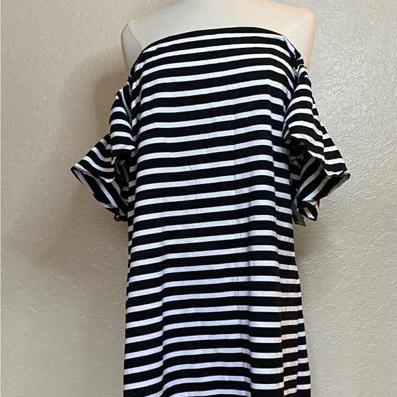 Ralph Lauren Black and White Striped On/Off Shoulder Dress - 2X - NWT - Picture 8 of 16
